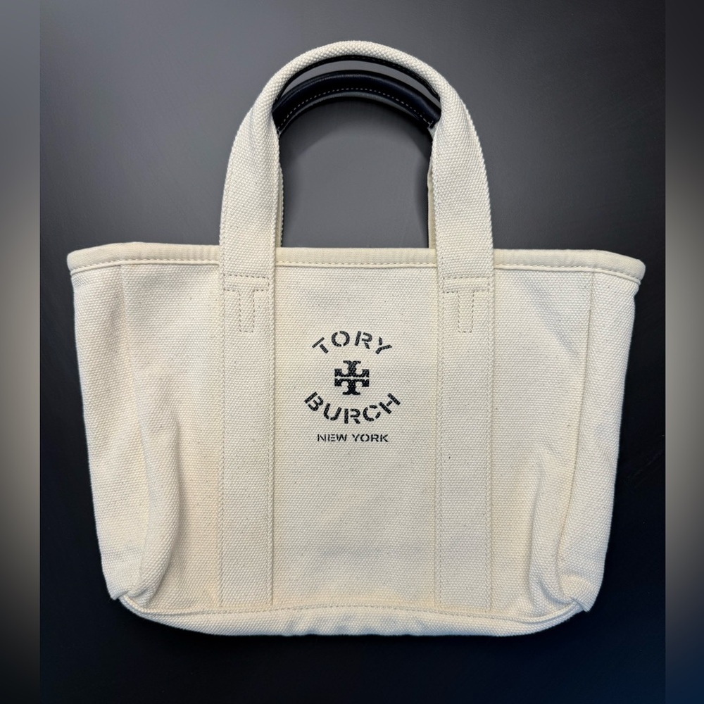 TORY BURCH *NWOT* Mini Mercer Canvas Tote Bag in Natural - Picture 4 of 11